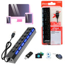 Hub Régua USB com 7 Portas Expansor com Led