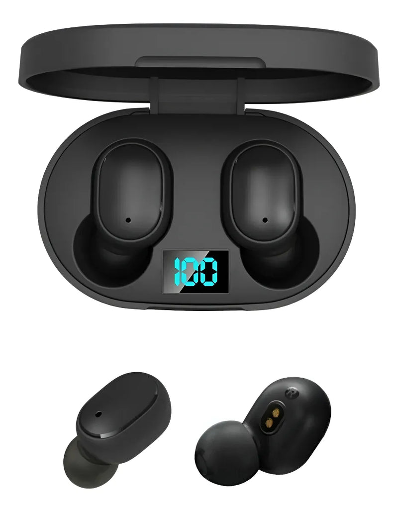 Fone De Ouvido Sem fio Bluetooth5.3 Esportivo Case Led(PRETO)A9626