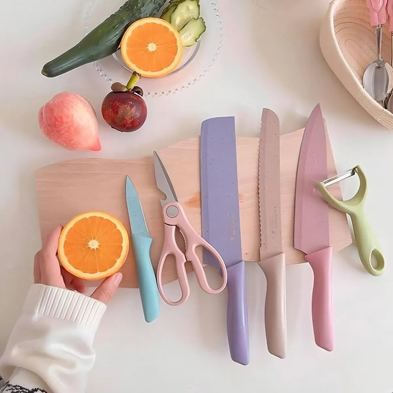 Kit 6 Pcs Cozinha Gourmet Kitchen Knife Carnes Queijos Pães Cor Colorido