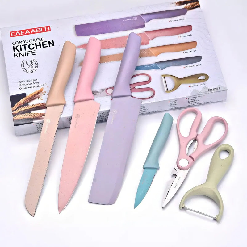 Kit 6 Pcs Cozinha Gourmet Kitchen Knife Carnes Queijos Pães Cor Colorido
