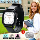 Relógio Quadrado Elegante Pulseira de Silicone