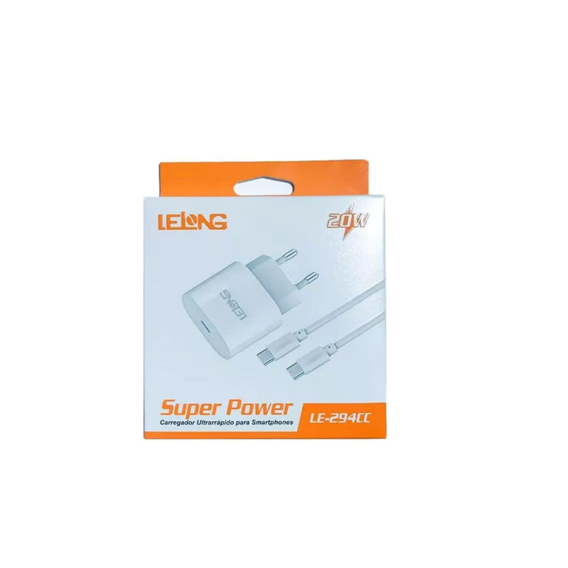 Carregador Ultra Rápido 20W Tipo-C para IOS Lelong LE-294CP