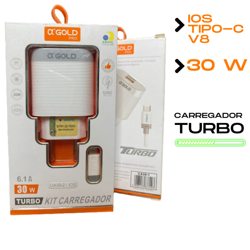 Carregador Turbo Para celular 30w 6.1A AGold V8