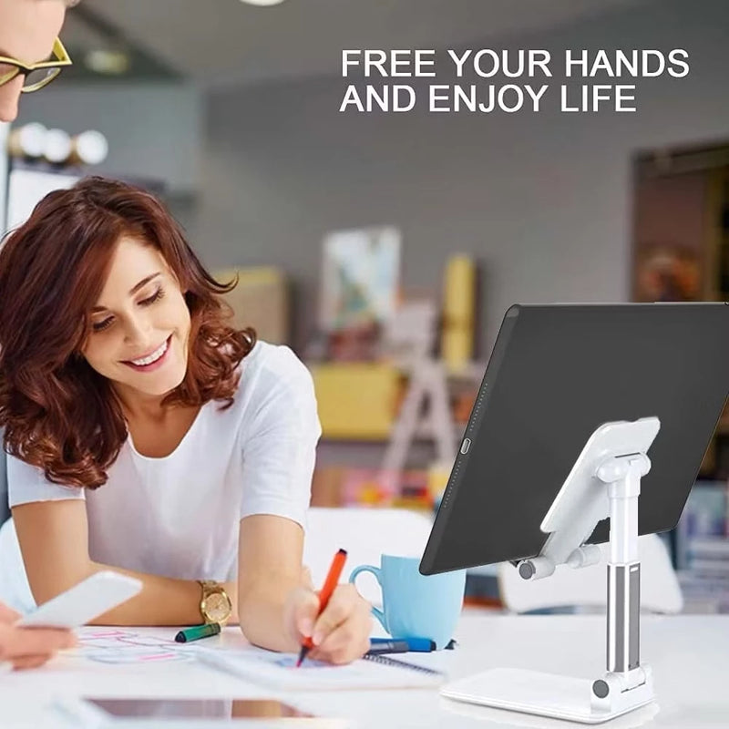 Suporte Para Celular e Tablet Dobrável Portátil Ajustável Apoio Mesa Suporte Para Celular giratório