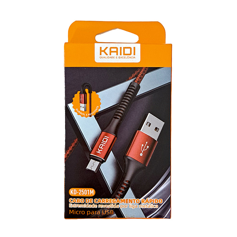 Cabo de Dados 3A Nylon USB - Kaidi V8