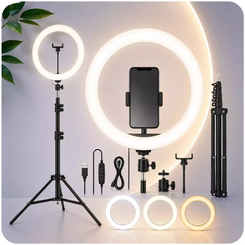 Ring Light Iluminador com Tripé Profissional 10'' Led