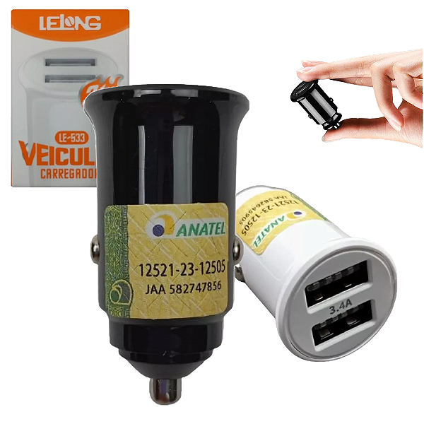 Carregador Para Carro Com 2 Saídas USB 3.4A