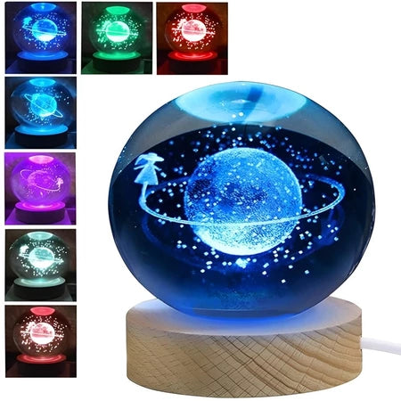 Luminária De Mesa Bola De Cristal 3D LED RGB
