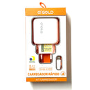Carregador Rapido 5.1A Duplo 2 USB aGold Turbo Original CA23 IOS